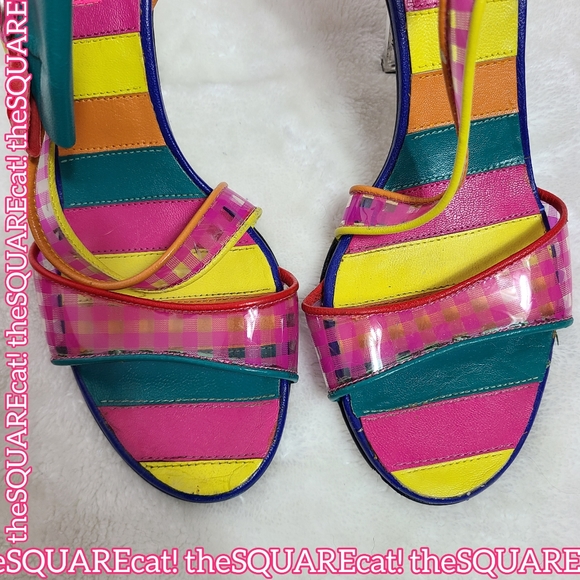 Betseyville π Rainbow jem flowers clear gingham straps lucite high heels y2k π - Picture 10 of 14